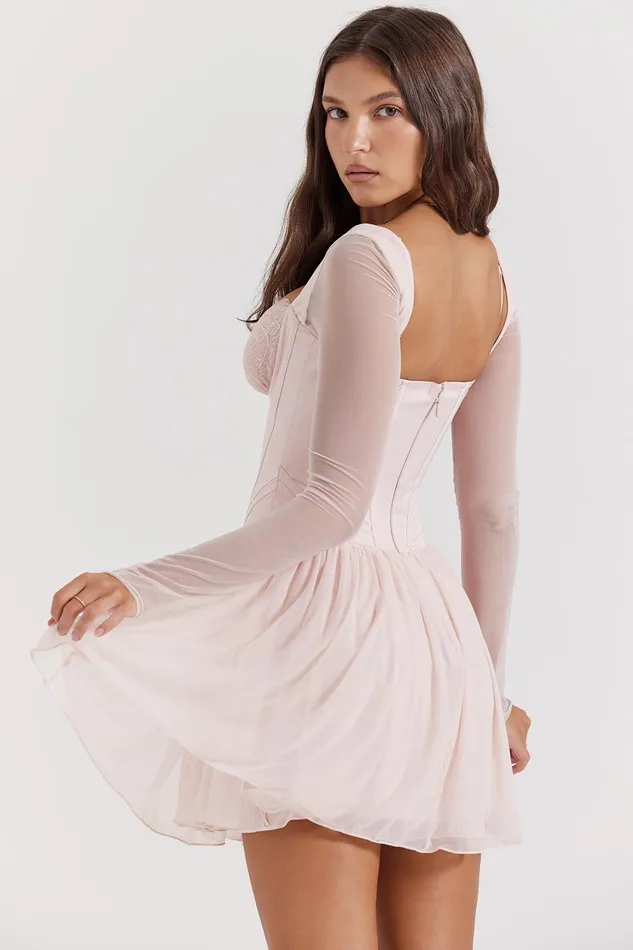 House Of CB ViviSoft Peach Corset Mini Dress Soft Women Corset Dresses