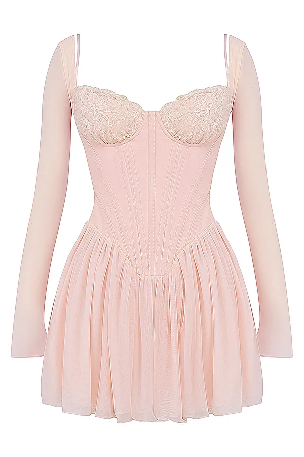 House Of CB ViviSoft Peach Corset Mini Dress Soft Women Corset Dresses