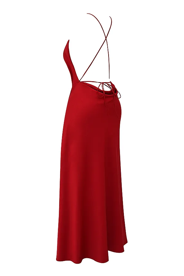 House Of CB ZanabRed Rose Thigh Slit Maxi Dress 8211 SALE Red Women Maxi Dresses