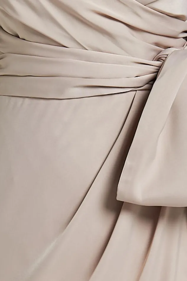 How Will I Know Midi Dress 8211 Wrap Waist Tie Tulip Hem Dress In Champagne Women Showpo Dresses