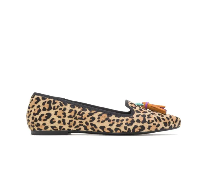 Hush Puppies Flats and SlipOns Women Sadie Tassel SlipOn Leopard Calf Hair