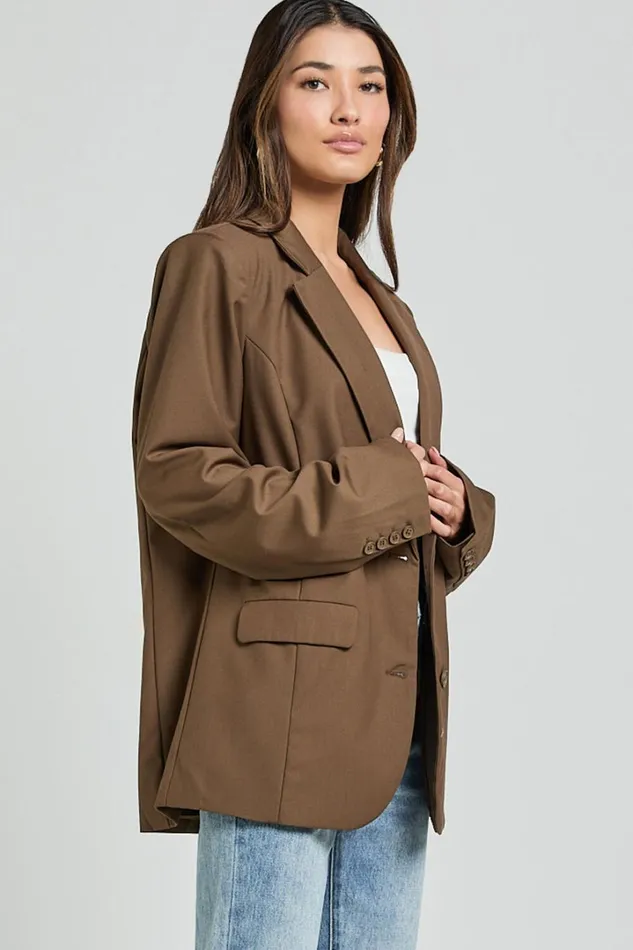 Izara Blazer 8211 Oversized Boyfriend Fit Blazer In Oak Women Showpo Blazers