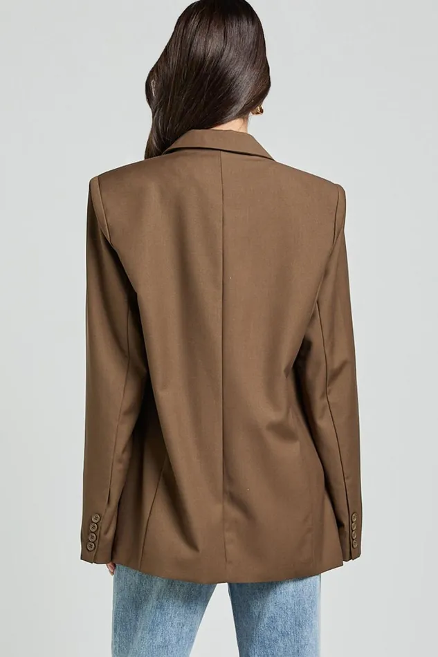 Izara Blazer 8211 Oversized Boyfriend Fit Blazer In Oak Women Showpo Blazers