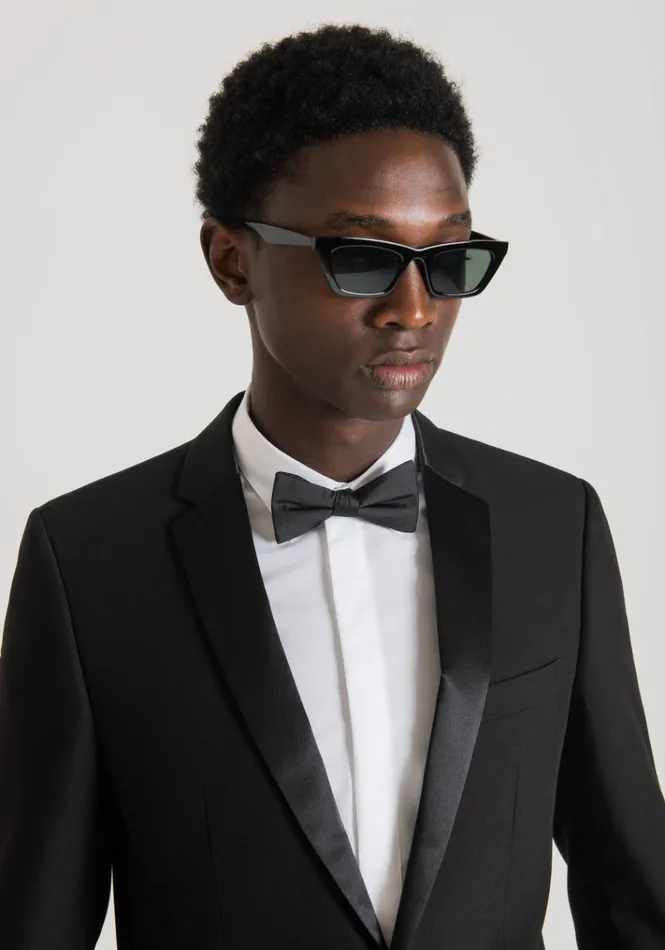Jackets And Gilet Men Antony Morato Nina Slim Fit Jacket In Stretch Viscose Blend Fabric With Satin Details Black
