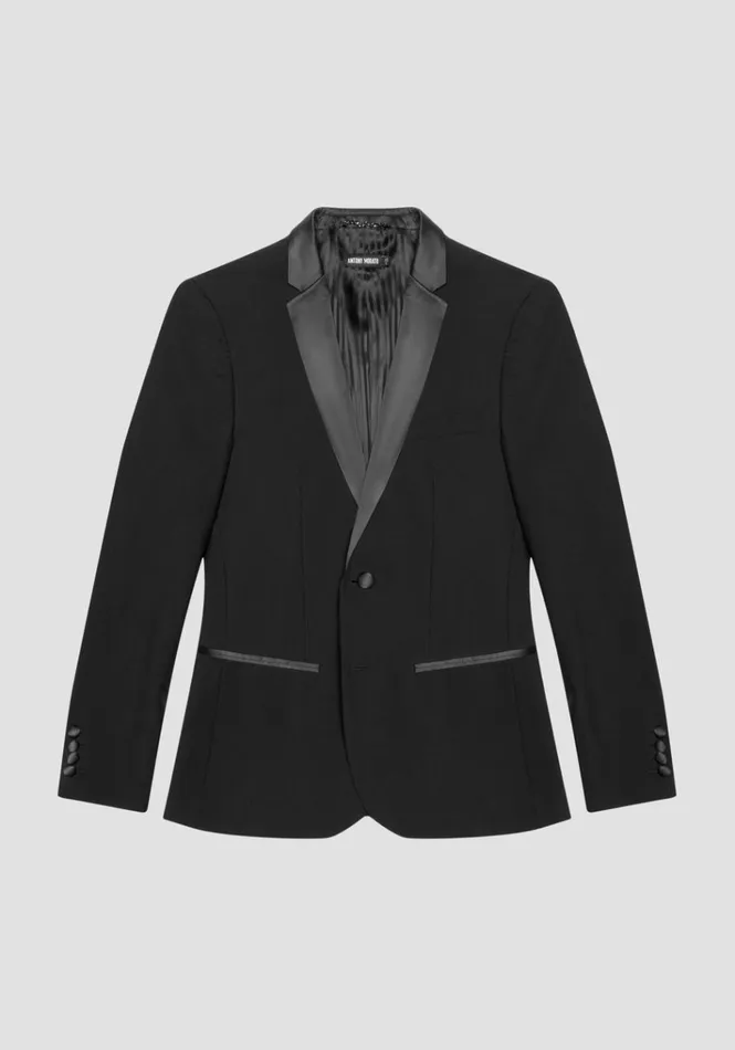 Jackets And Gilet Men Antony Morato Nina Slim Fit Jacket In Stretch Viscose Blend Fabric With Satin Details Black