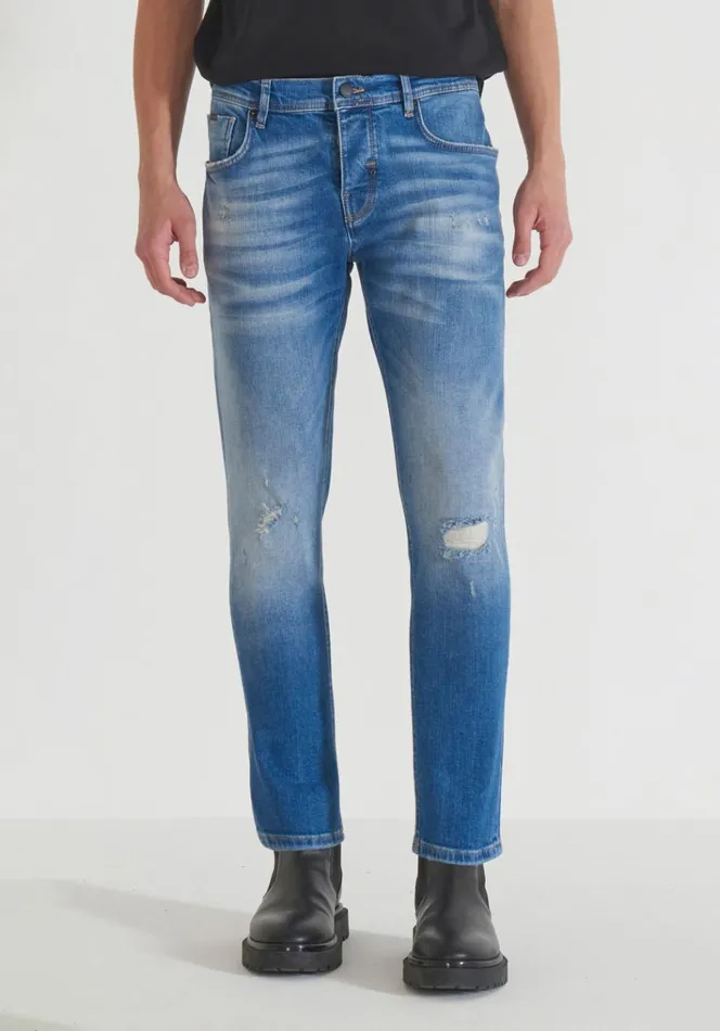 Jeans Men Antony Morato Argon Slim Fit Ankle Length Jeans In Authentic Blue Denim Light Blue