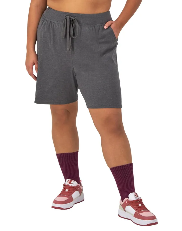 Jersey Shorts C Logo 75034 Plus Size Granite Heather Women Champion Shorts