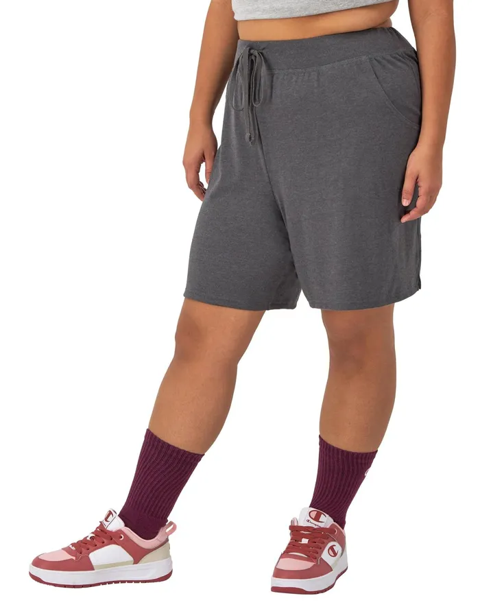 Jersey Shorts C Logo 75034 Plus Size Granite Heather Women Champion Shorts