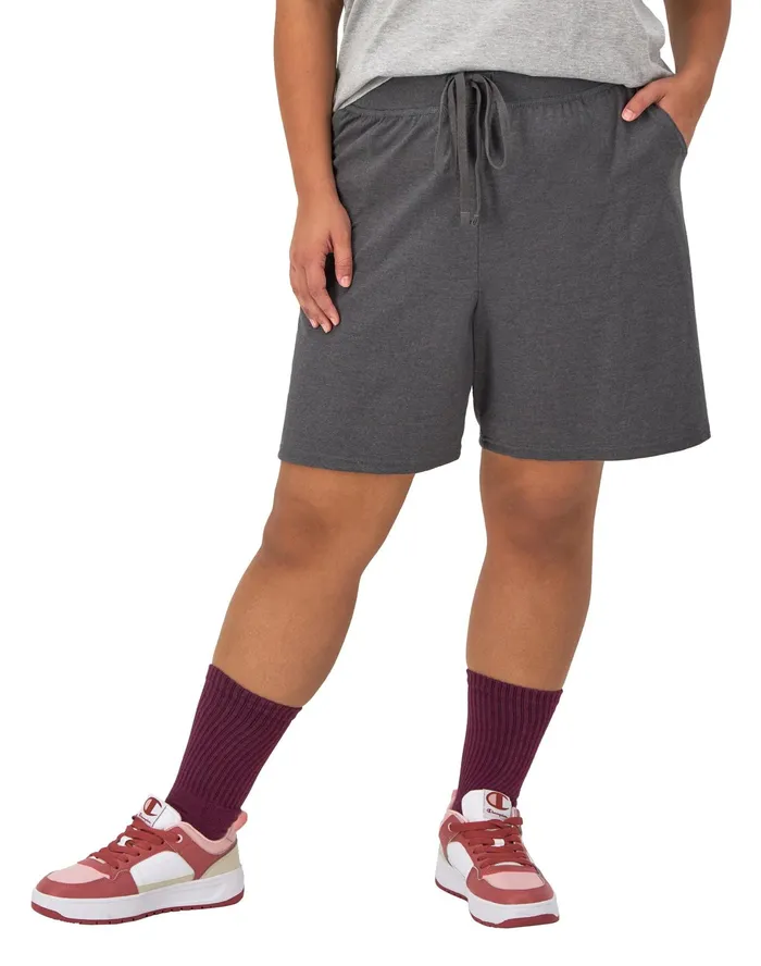 Jersey Shorts C Logo 75034 Plus Size Granite Heather Women Champion Shorts