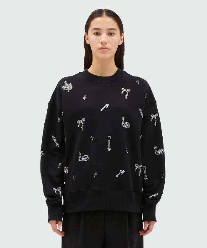 Jersey Sweatshirt With Applications And Embroidery Women MSGM Hoodies And Sweatshirts