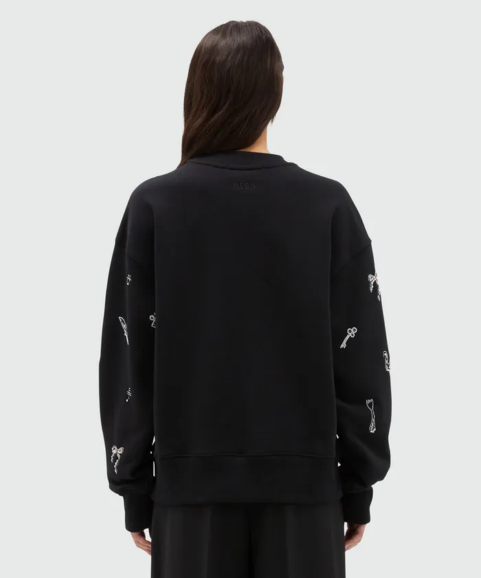 Jersey Sweatshirt With Applications And Embroidery Women MSGM Hoodies And Sweatshirts