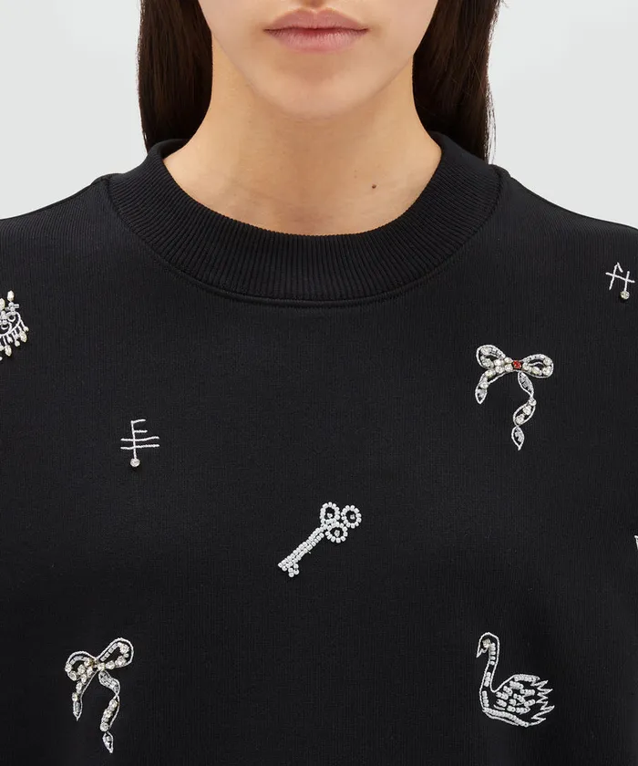 Jersey Sweatshirt With Applications And Embroidery Women MSGM Hoodies And Sweatshirts