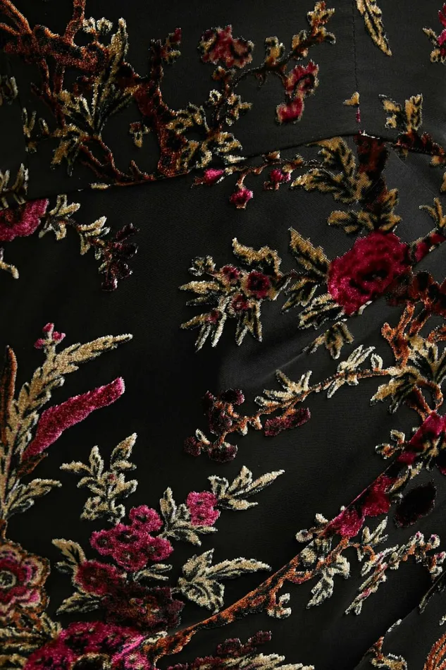 Jessell Midi Dress 8211 High Split Strapless Dress In Black Floral Women Showpo Curve Clothes