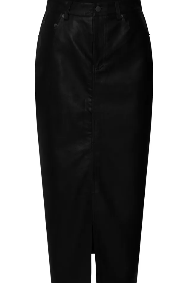 Jules Midi Skirt 8211 Faux Leather High Waisted Front Split Midi Skirt In Black Women Showpo Skirts