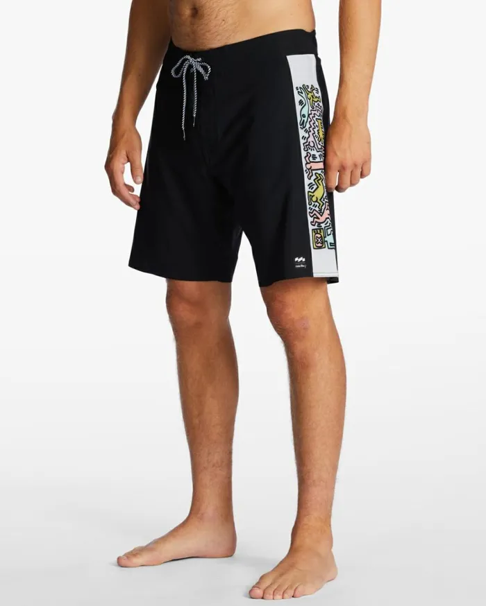 Keith Haring Jam Ciclo D Bah Pro Performance 19034 Boardshorts Black Men Billabong Performance Boardshorts