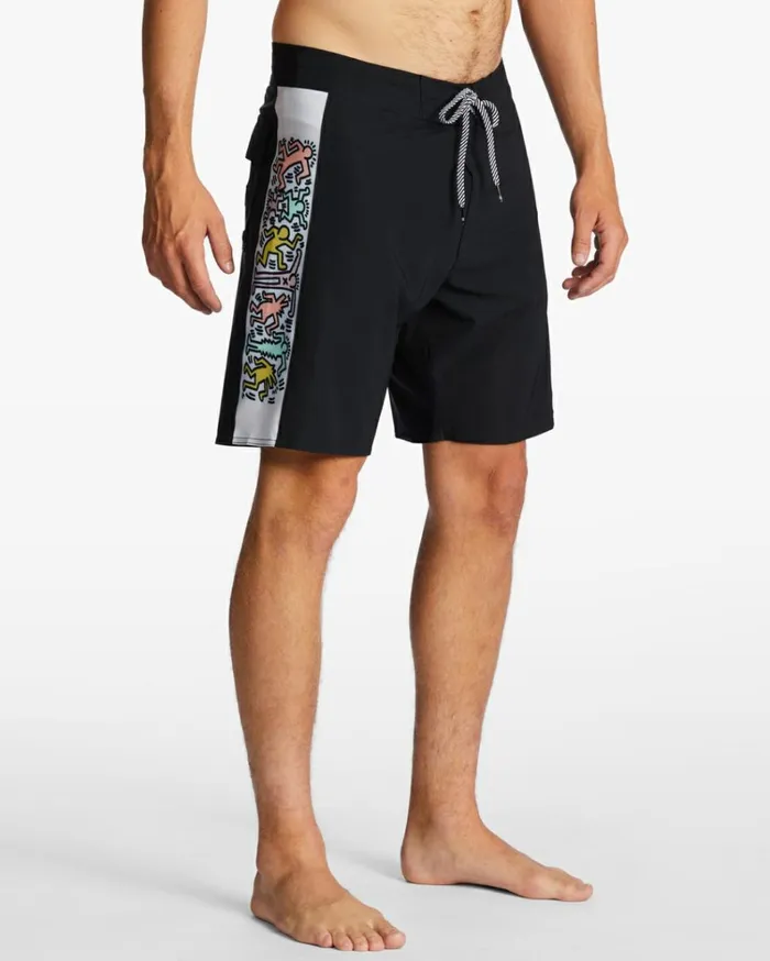 Keith Haring Jam Ciclo D Bah Pro Performance 19034 Boardshorts Black Men Billabong Performance Boardshorts