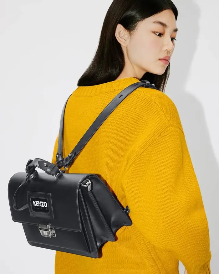 Kenzo Bags Women Rue Vivienne039 Large Leather Bag With Strap Black