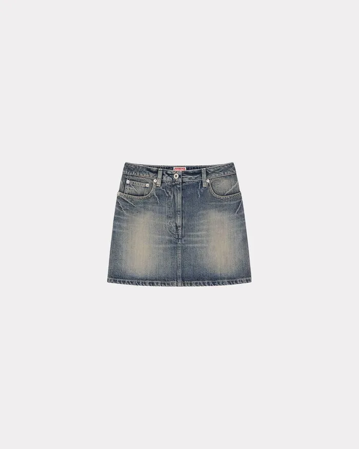 Kenzo Dresses And Skirts Women Japanese Denim Miniskirt Stone Bl Dirty Blue Denim