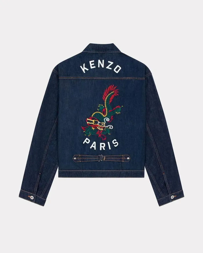Kenzo Jackets And Coats Men 039Year Of The Dragon039 Embroidered Denim Trucker Jacket Rinse Blue Denim