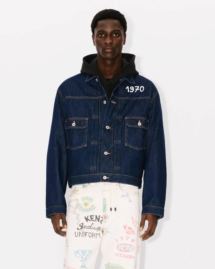 Kenzo Jackets And Coats Men 039Year Of The Dragon039 Embroidered Denim Trucker Jacket Rinse Blue Denim