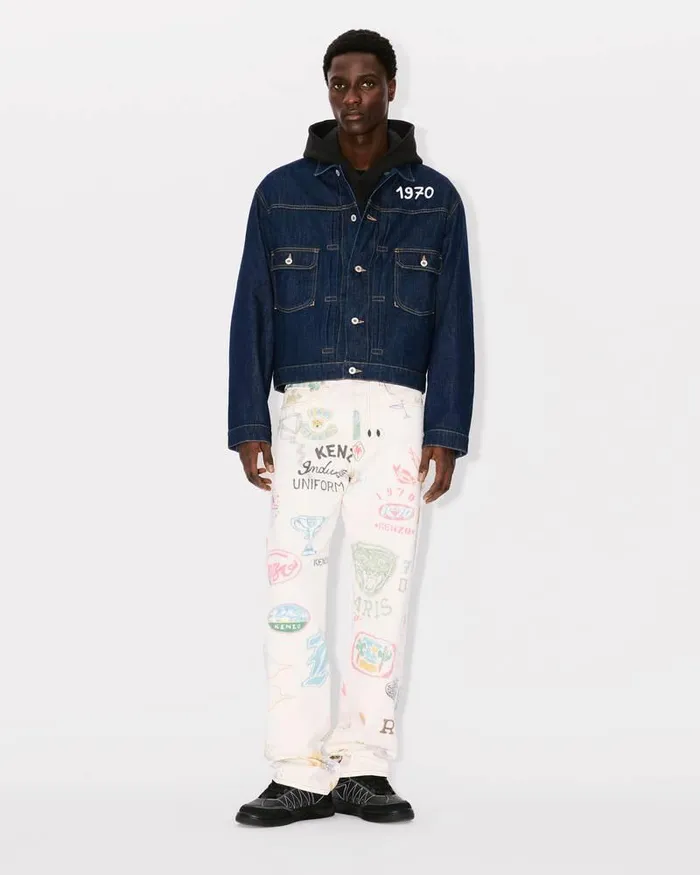 Kenzo Jackets And Coats Men 039Year Of The Dragon039 Embroidered Denim Trucker Jacket Rinse Blue Denim