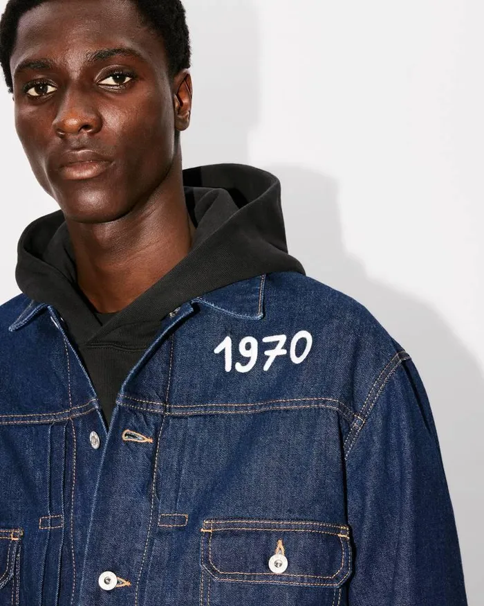 Kenzo Jackets And Coats Men 039Year Of The Dragon039 Embroidered Denim Trucker Jacket Rinse Blue Denim