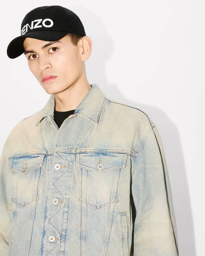 Kenzo Jackets And Coats Men Drawn Varsity039 Denim Trucker Jacket Stone Bl Dirty Blue Denim