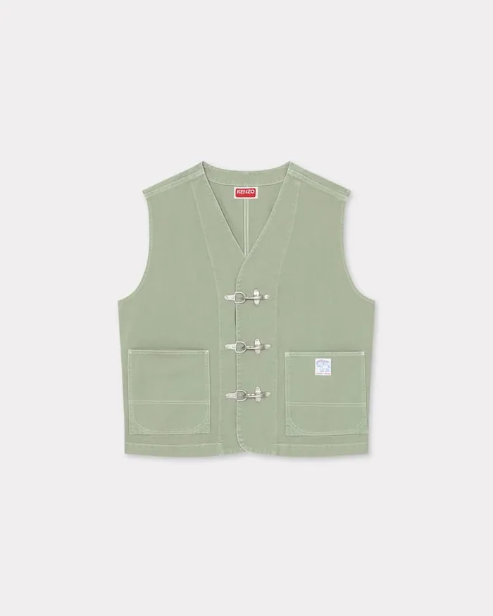 Kenzo Jackets And Coats Men Elephant Flag039 Workwear Waistcoat Almond Green