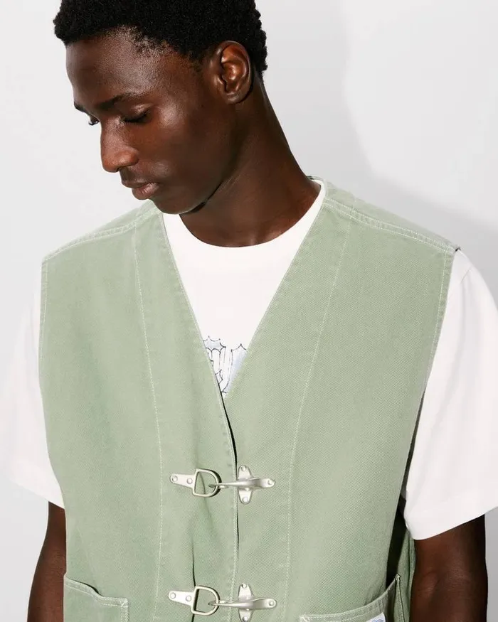 Kenzo Jackets And Coats Men Elephant Flag039 Workwear Waistcoat Almond Green