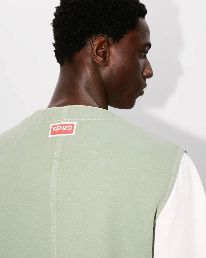 Kenzo Jackets And Coats Men Elephant Flag039 Workwear Waistcoat Almond Green