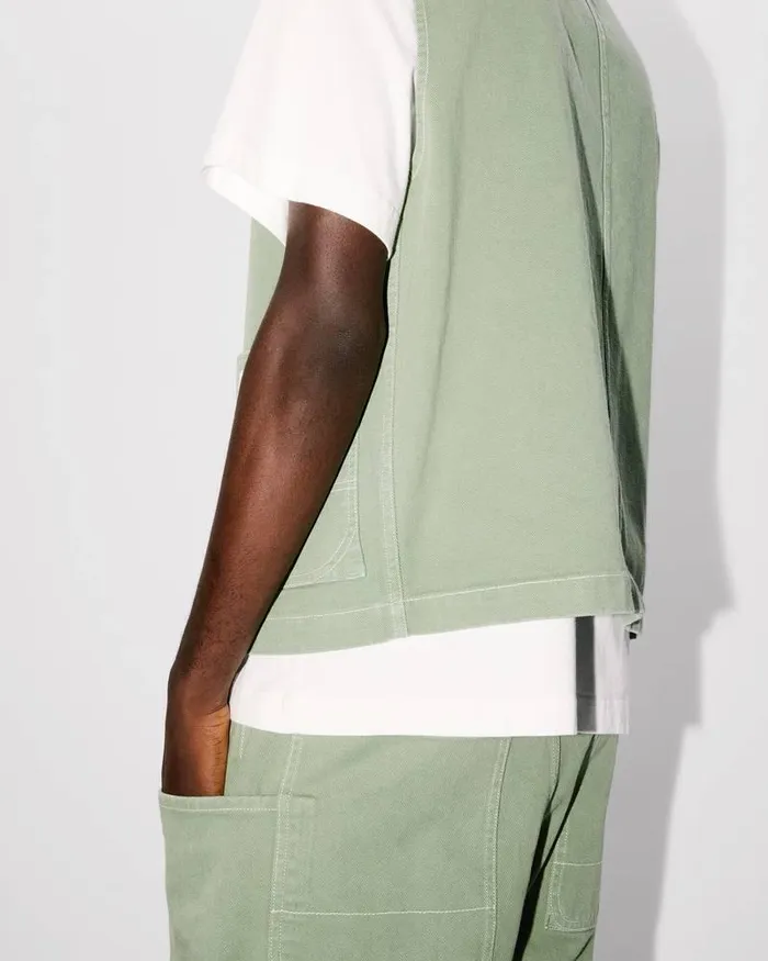 Kenzo Jackets And Coats Men Elephant Flag039 Workwear Waistcoat Almond Green