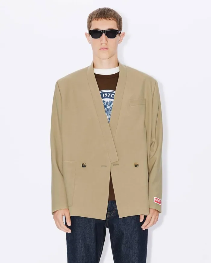 Kenzo Jackets And Coats Men Kimono Suit Jacket Dark Beige