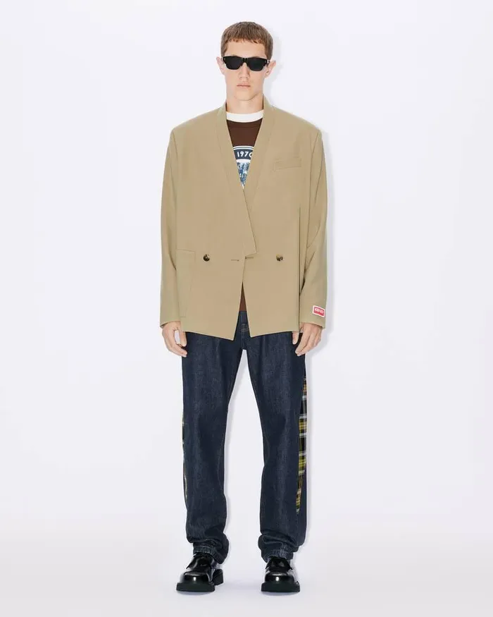 Kenzo Jackets And Coats Men Kimono Suit Jacket Dark Beige