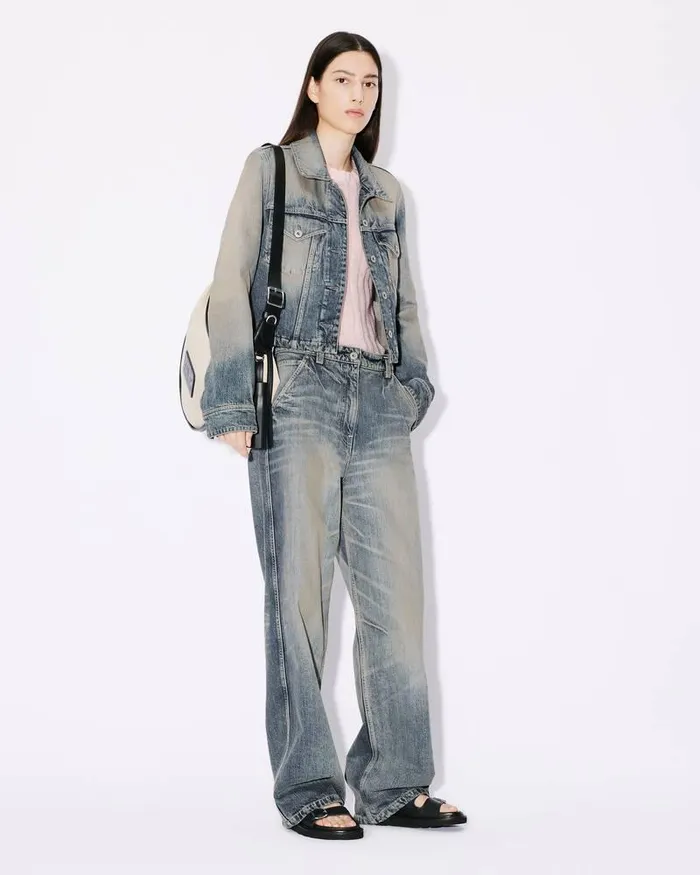 Kenzo Jackets And Coats Women Japanese Denim Trucker Jacket Stone Bl Dirty Blue Denim