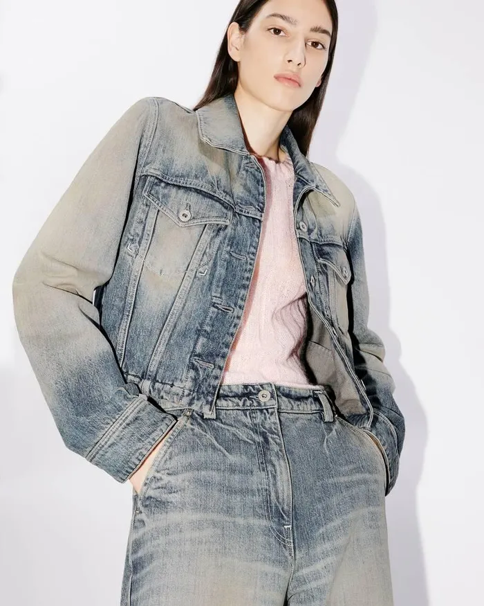 Kenzo Jackets And Coats Women Japanese Denim Trucker Jacket Stone Bl Dirty Blue Denim