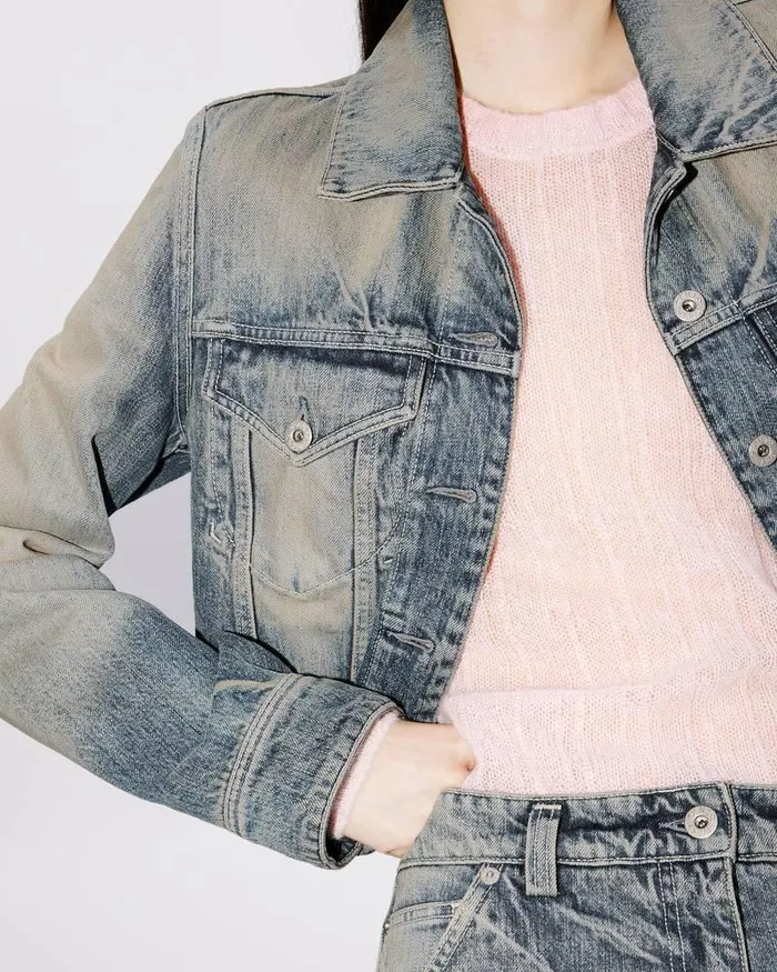 Kenzo Jackets And Coats Women Japanese Denim Trucker Jacket Stone Bl Dirty Blue Denim