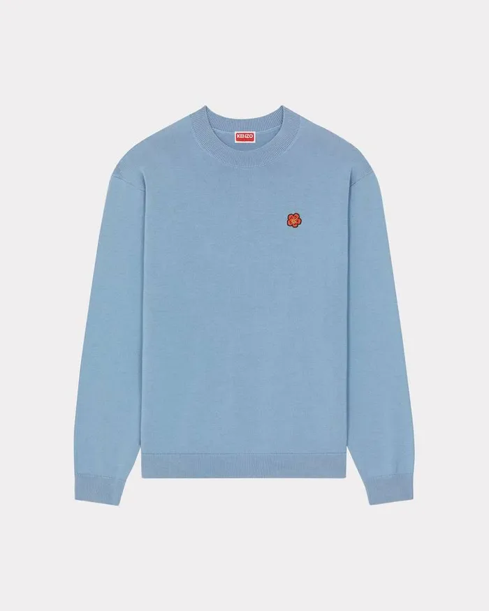 Kenzo Knitwear Men 039Boke Flower039 Embroidered Jumper Blue