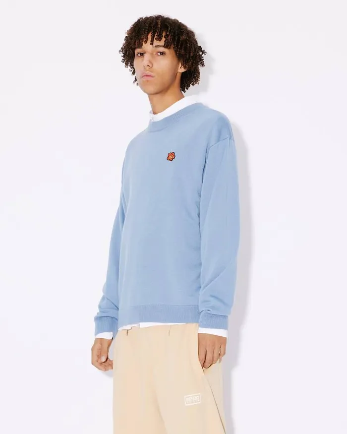 Kenzo Knitwear Men 039Boke Flower039 Embroidered Jumper Blue