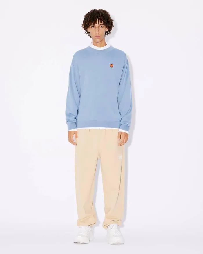Kenzo Knitwear Men 039Boke Flower039 Embroidered Jumper Blue