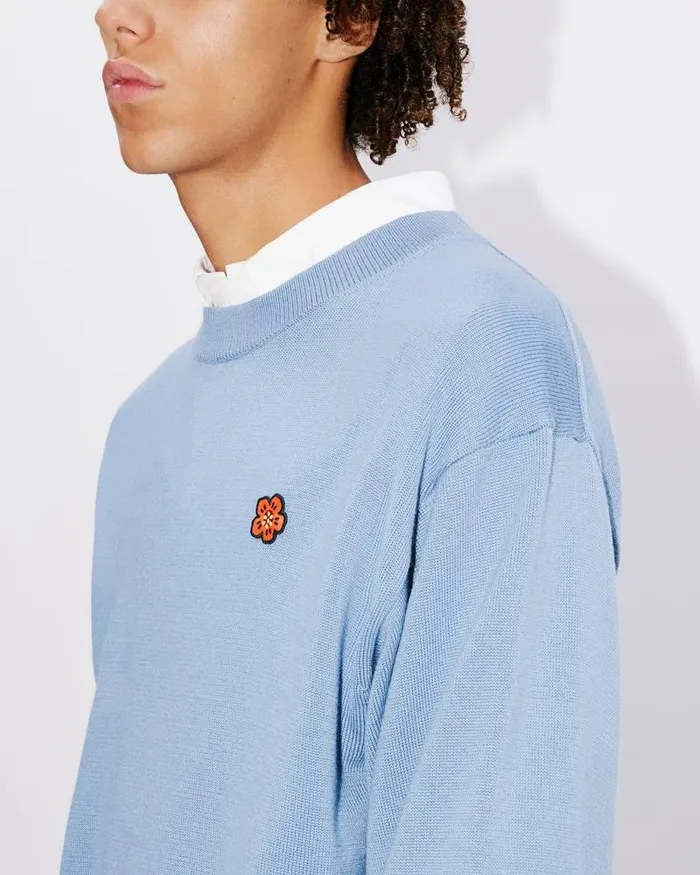 Kenzo Knitwear Men 039Boke Flower039 Embroidered Jumper Blue