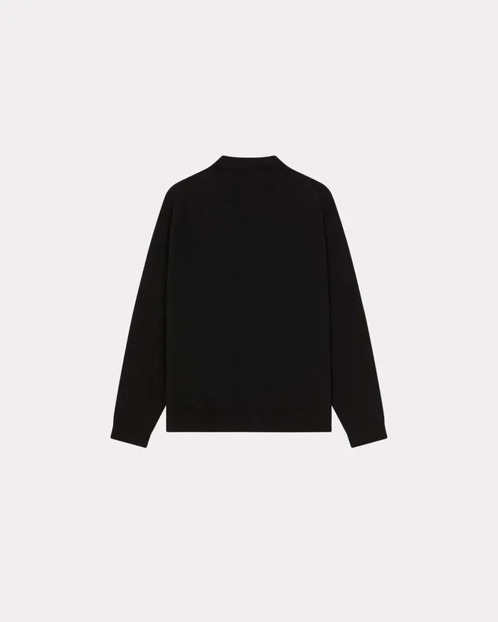 Kenzo Knitwear Men 039Boke Flower039 Embroidered Woollen Cardigan Black
