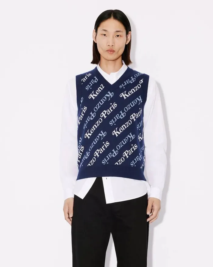Kenzo Knitwear Men By Verdy039 Sleeveless Jumper Midnight Blue