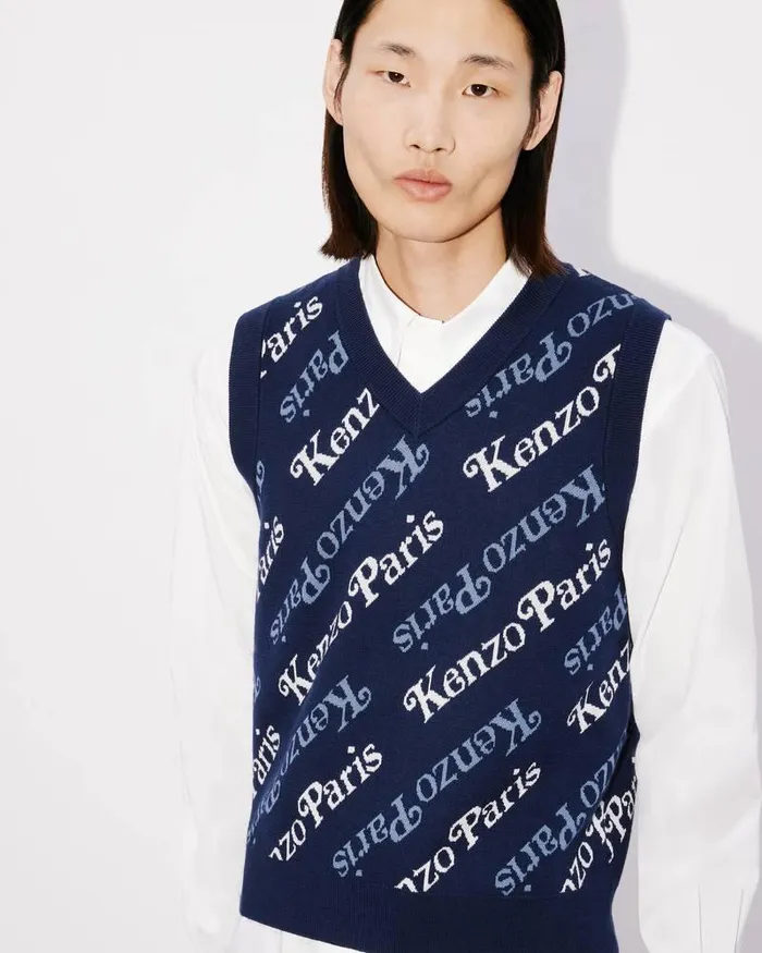 Kenzo Knitwear Men By Verdy039 Sleeveless Jumper Midnight Blue