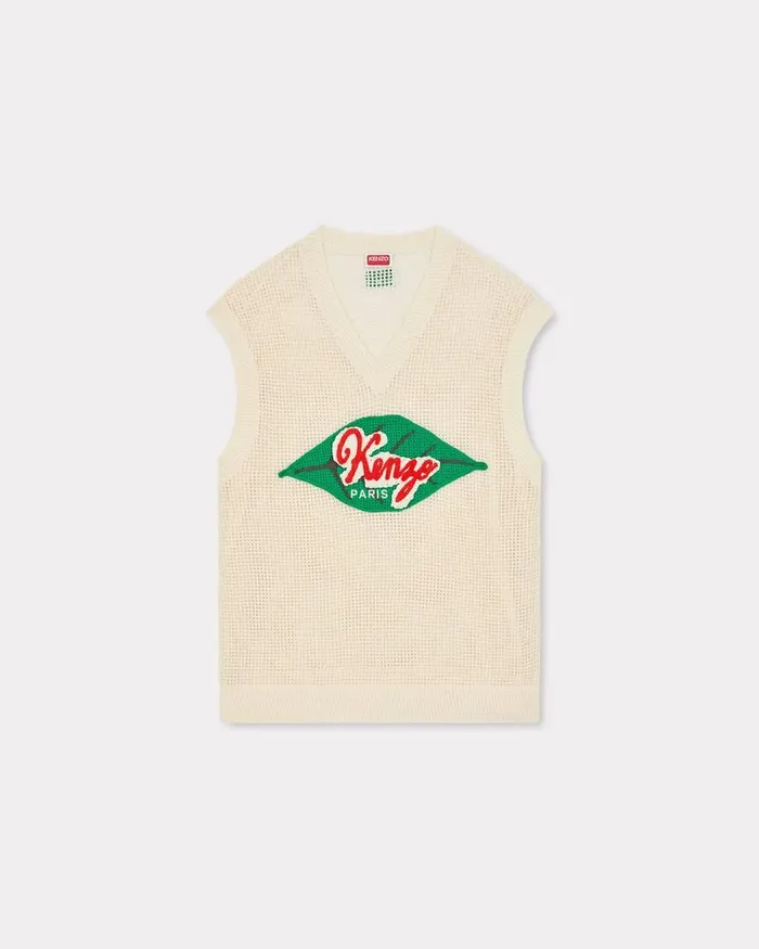 Kenzo Knitwear Men Fruit Stickers039 Waistcoat Off White
