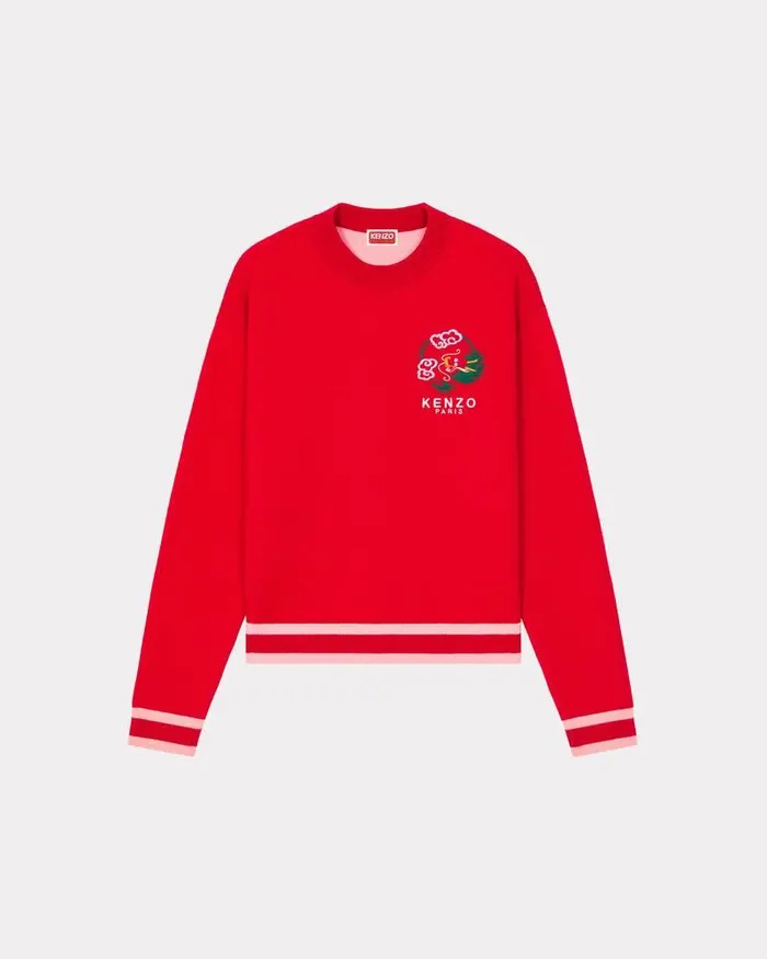 Kenzo Knitwear Women 039Year Of The Dragon039 Embroidered Jumper Cherry