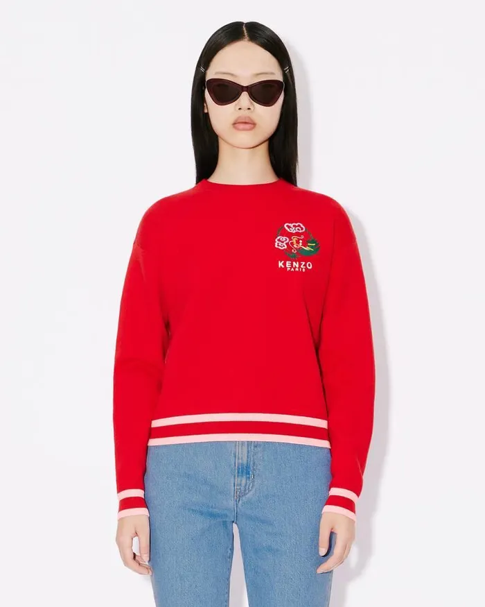 Kenzo Knitwear Women 039Year Of The Dragon039 Embroidered Jumper Cherry