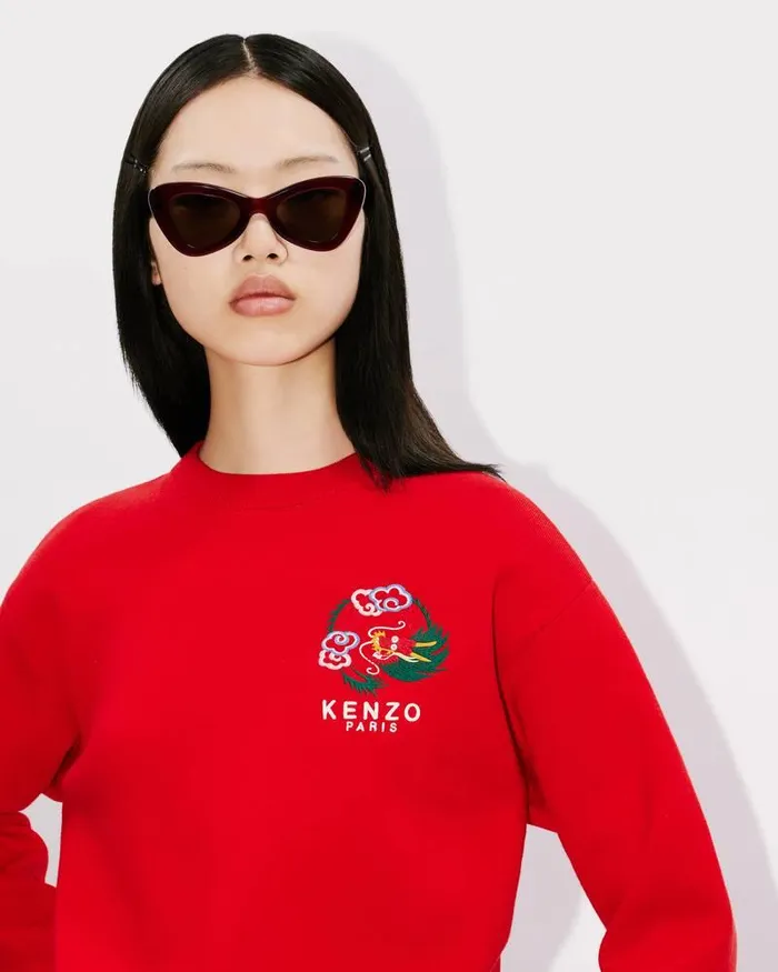 Kenzo Knitwear Women 039Year Of The Dragon039 Embroidered Jumper Cherry