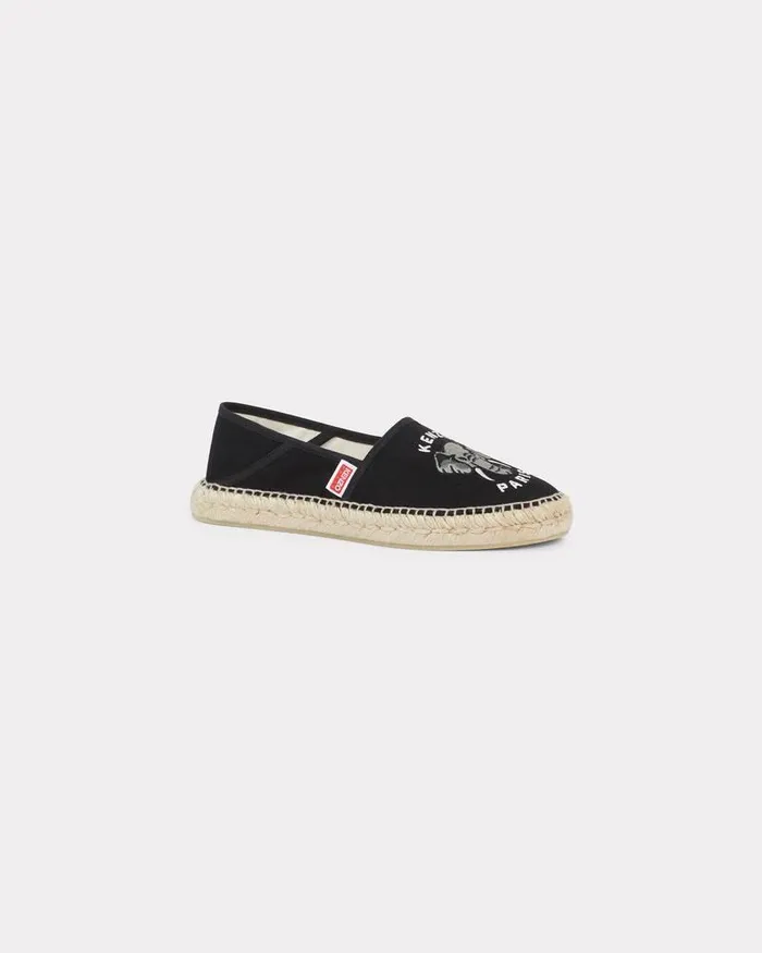 Kenzo Mules And Espadrilles Women Embroidered Canvas Espadrilles Black