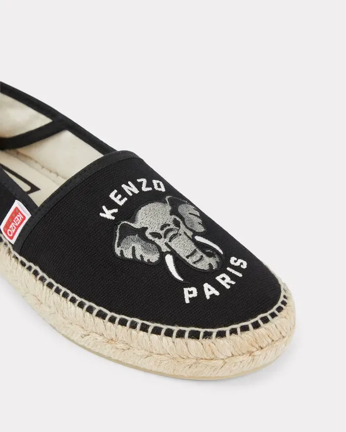Kenzo Mules And Espadrilles Women Embroidered Canvas Espadrilles Black