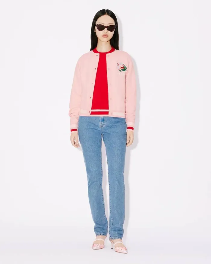 Kenzo Pants And Shorts Women 039Year Of The Dragon039 Cropped Embroidered ASAGAO Jeans Stone Bleached Blue Denim